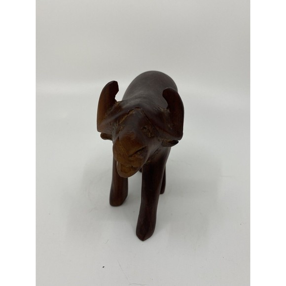 3 Wood Carved African Animals Primitive Unique Warthog Rhino Water Buffalo - Picture 9 of 12